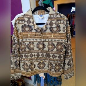 Southwest Aztec Print Denim Jacket